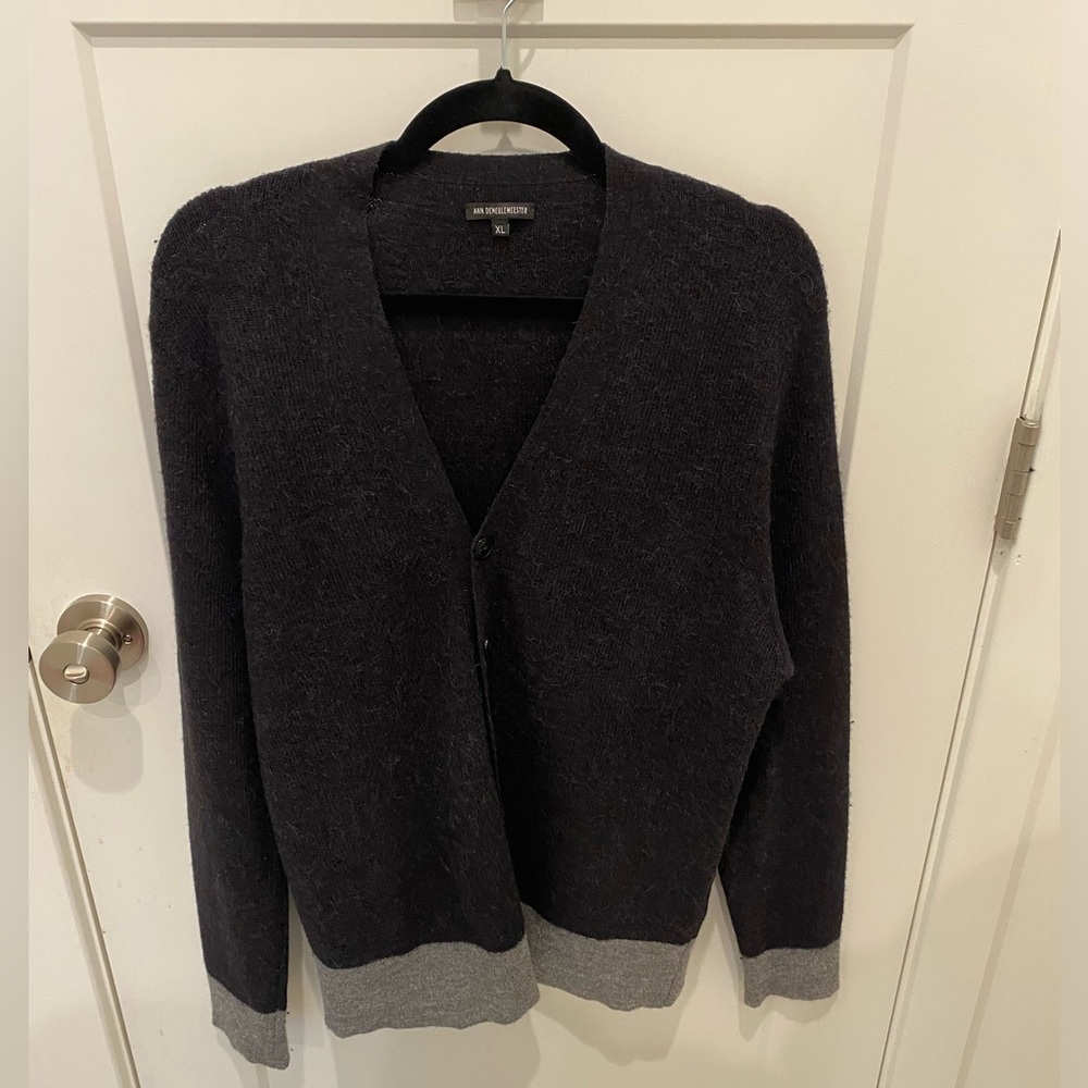 ANN DEMEULEMEESTER Cardigan mens v-neck XL sweater alpaca wool, worn once